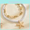 Summer Beach Style Alloy Shell Starfish Necklace For Women With Multilayer Design