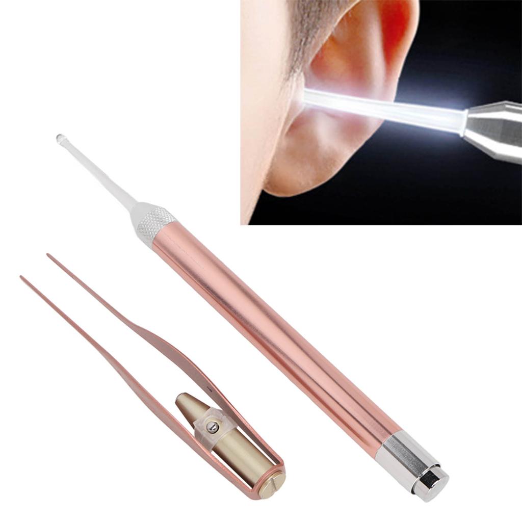 Light Ear Spoon Full Polishing Visible Ear Wax Removal with Light for Ear Cleaning Tool Rose Gold