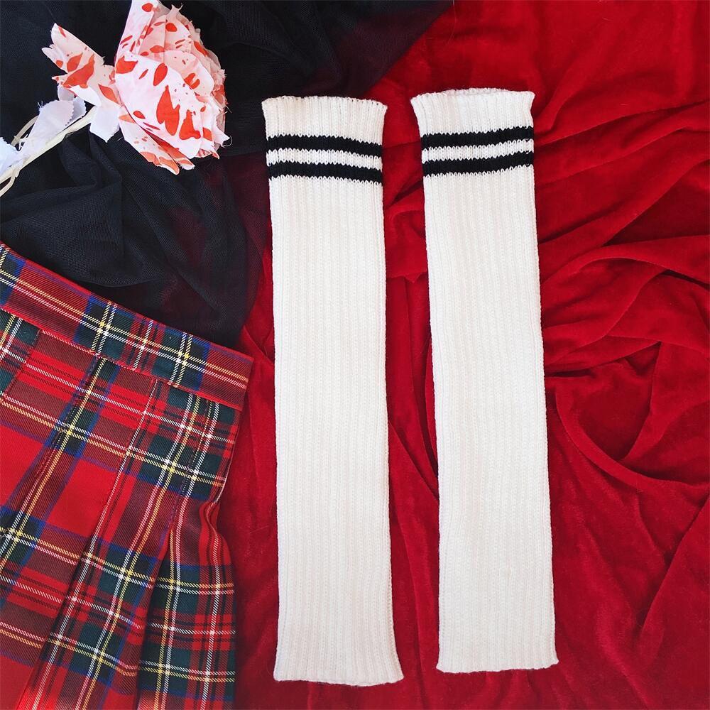 

Knitted Knee Protection Women Leg Warmers Lolita JK Foot Cover Hip-hop Rock Socks Heap Heap Socks белый