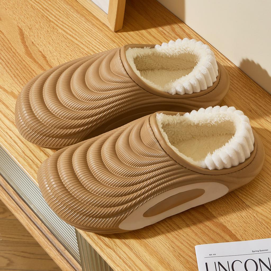 Platform Women Cotton Slippers Plush Warm Thick Bottom Slides Breathable Soft Non-slip Slippers Indoor Outdoor Men Cotton Slippers