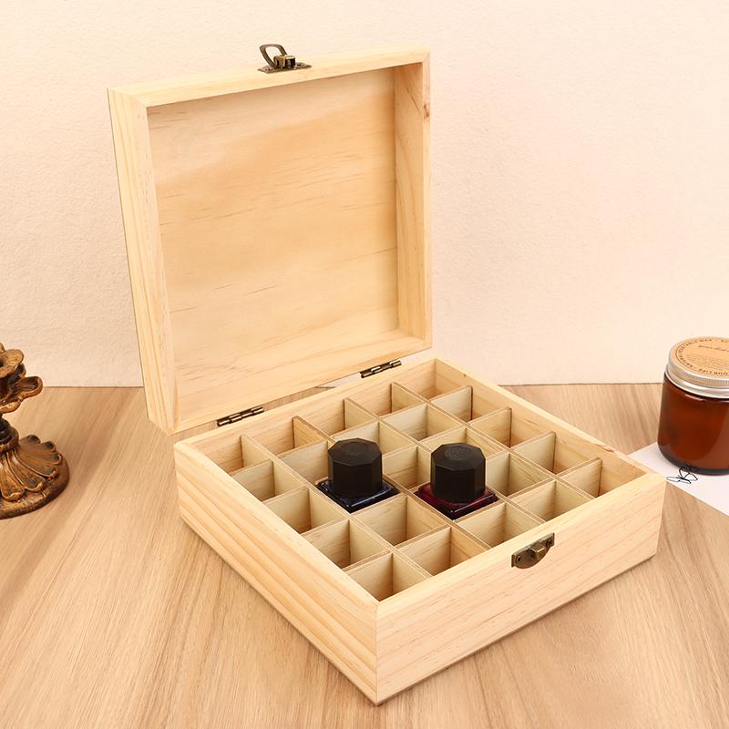 12/25 Slots Wooden Storage Box Carry Organizer Essential Oil Bottles Aromatherapy Container Storage Box Case