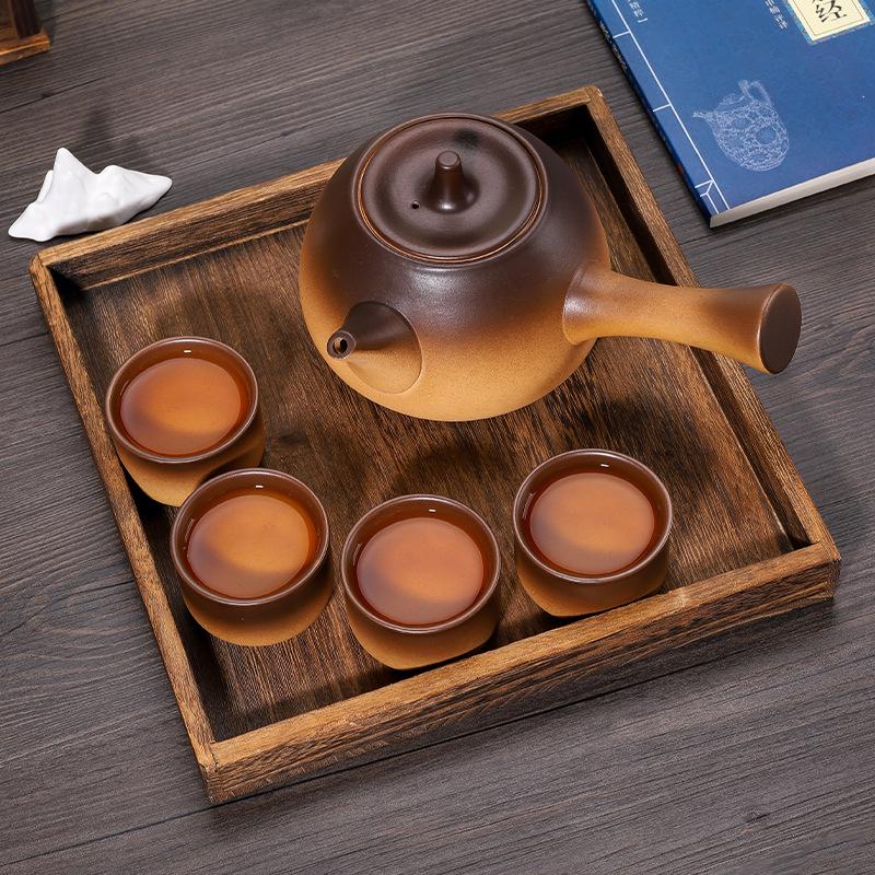 Outdoor Indoor Charcoal Tea Kettle with Hook Glass Cup for Home Use