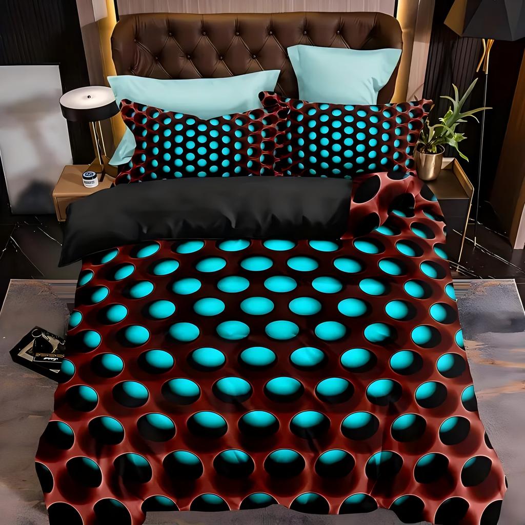 Geometric 3D honeycomb hole pattern duvet cover Cool Technology Colorful style Bedding Cover Polyester Comfortable Quilt Cover