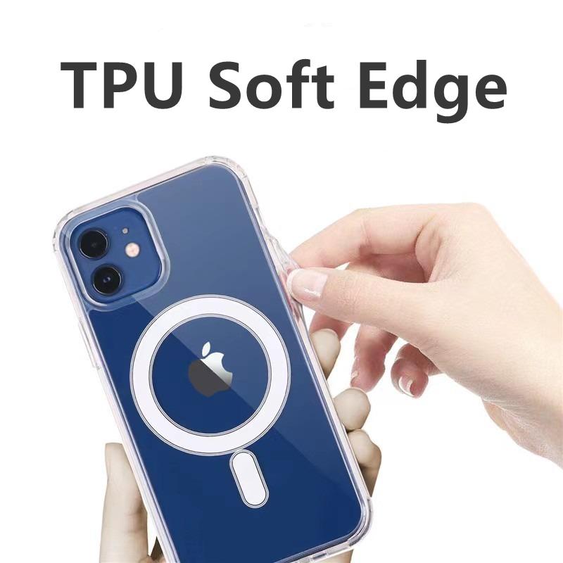 Magnetic Crystal Clear Original Phone Case for iPhone 16 15 14 Plus 13 12 Mini 11 Pro Max Wireless Charge Back Cover for Magsafe