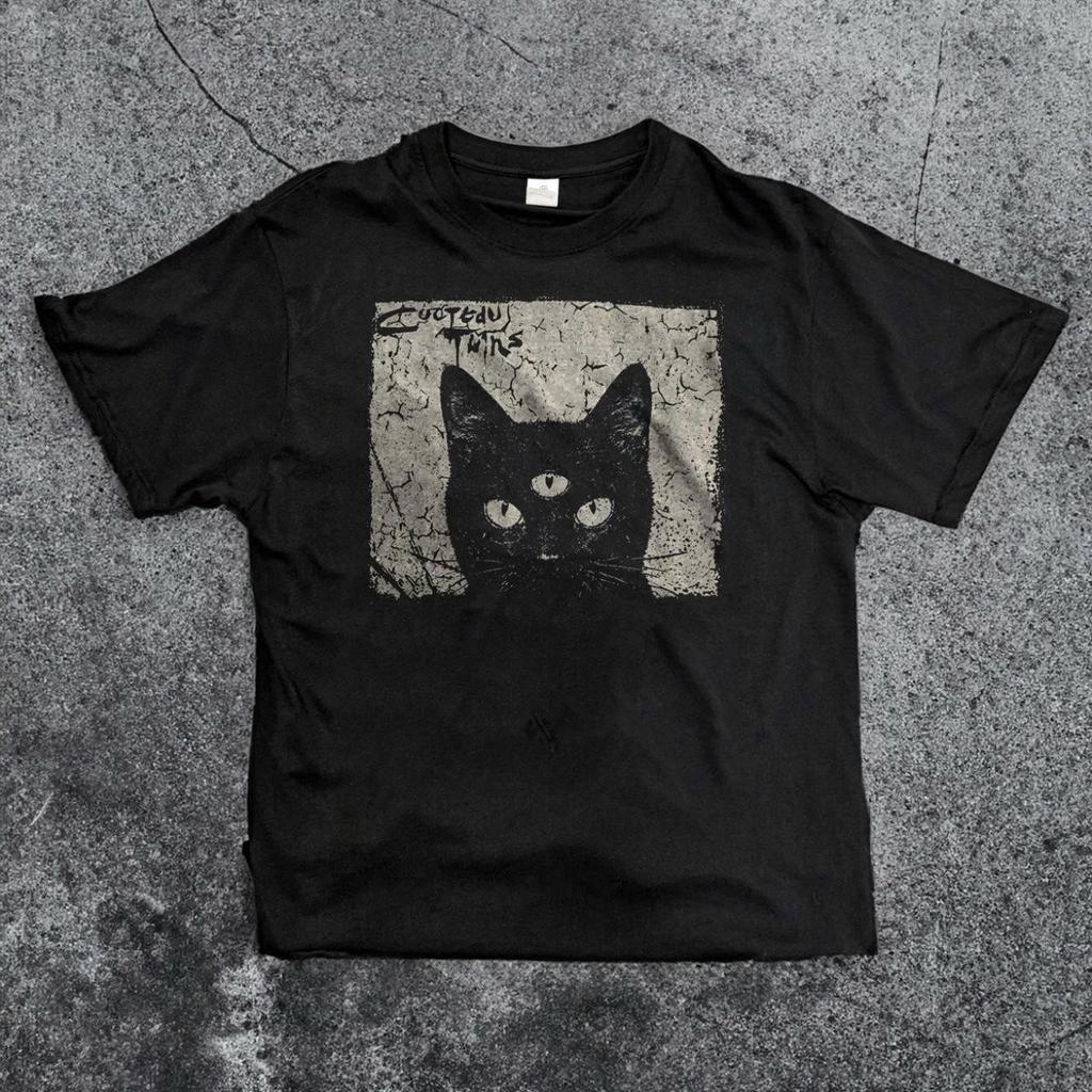 Black - Cocteau twins Three Eyed Cat unisex cotton t-shirt