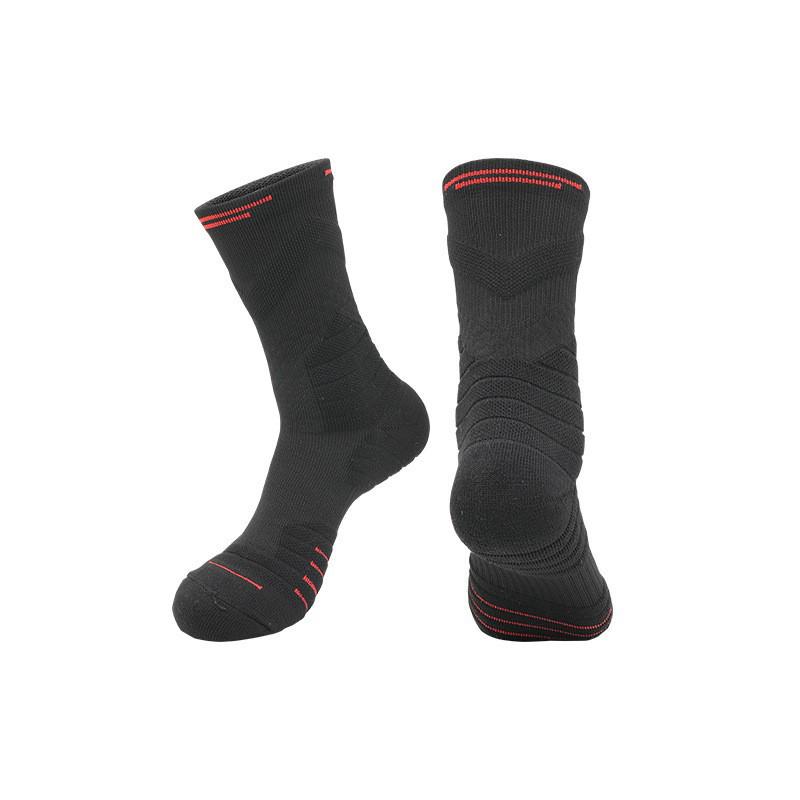 Summer Elite Men's Anti-slip Mid-calf Sports Socks: Durable, Thick, Towel Bottom, Perfect for Basketball & Cycling.