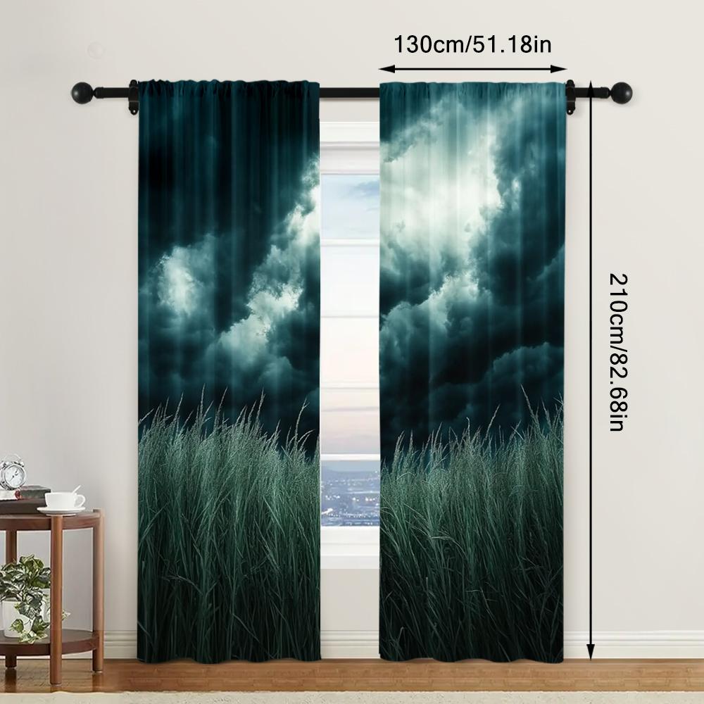2pc, Window Curtains Dramatic Sky Polyester,Without Electricity Party Decorations Applies To Classroom, Office