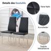 Set di 4 sedie da pranzo, nere, ecopelle PU con motivo a rombi, gambe in metallo, sedia moderna per cucina, soggiorno, caffè e ufficio domestico