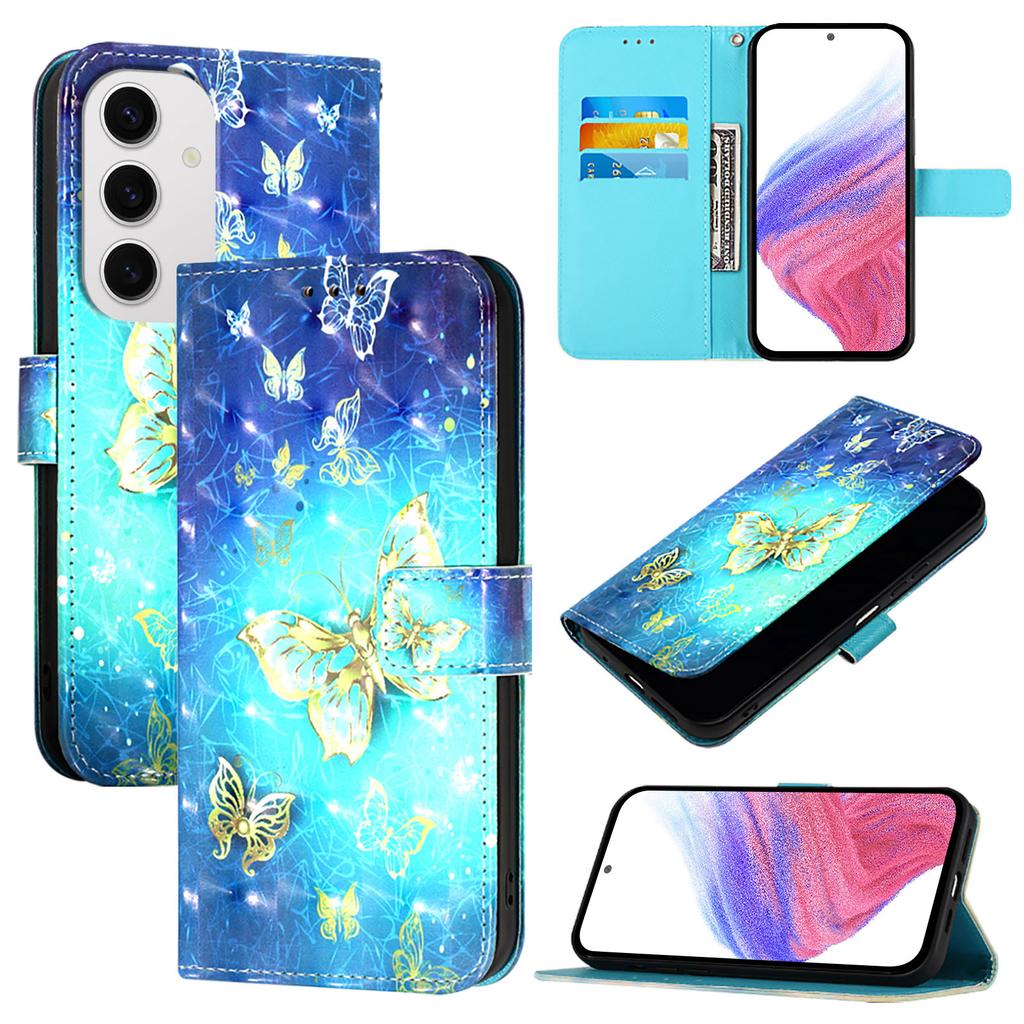 For Samsung Galaxy S24 FE Leather Case Pattern Printing Wallet Stand Mobile Cover with Strap