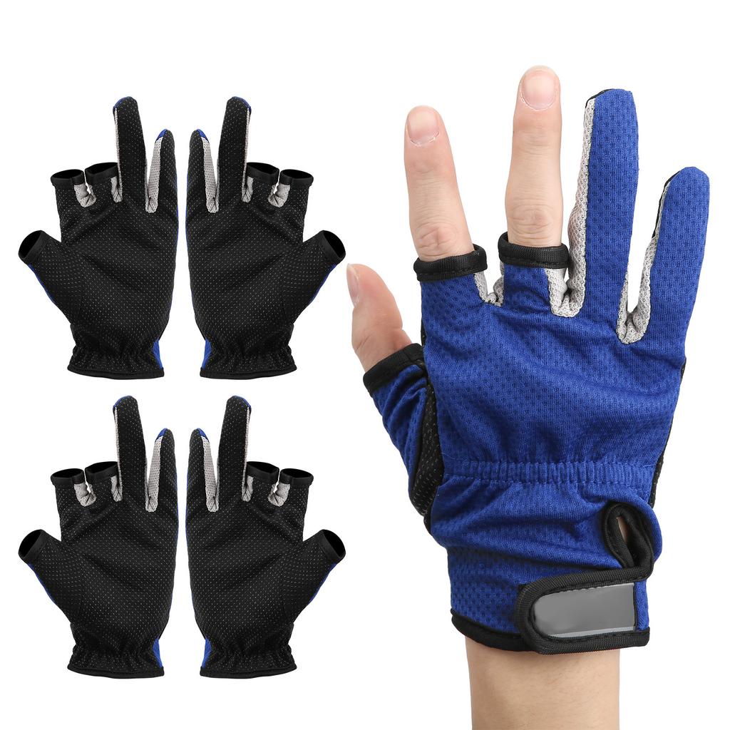 2 Pair Three Finger Fishing Gloves Neoprene Breathable Gloves with Antiskid Convex Point