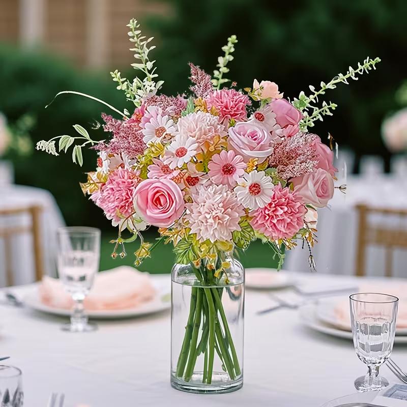 1PC Rose Bouquet Artificial Flowers Western Rose Wedding Decoration 6 Colors Peonies Fake Flowers Artificial Flowers