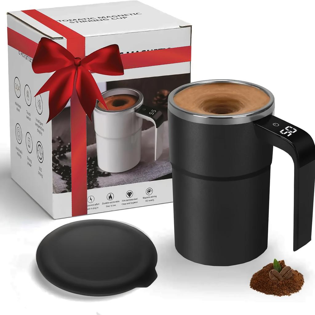 1Pc Electric coffee automatic mixing cup, rechargeable digital display screen magnetic stirrer, suitable for holiday gifts