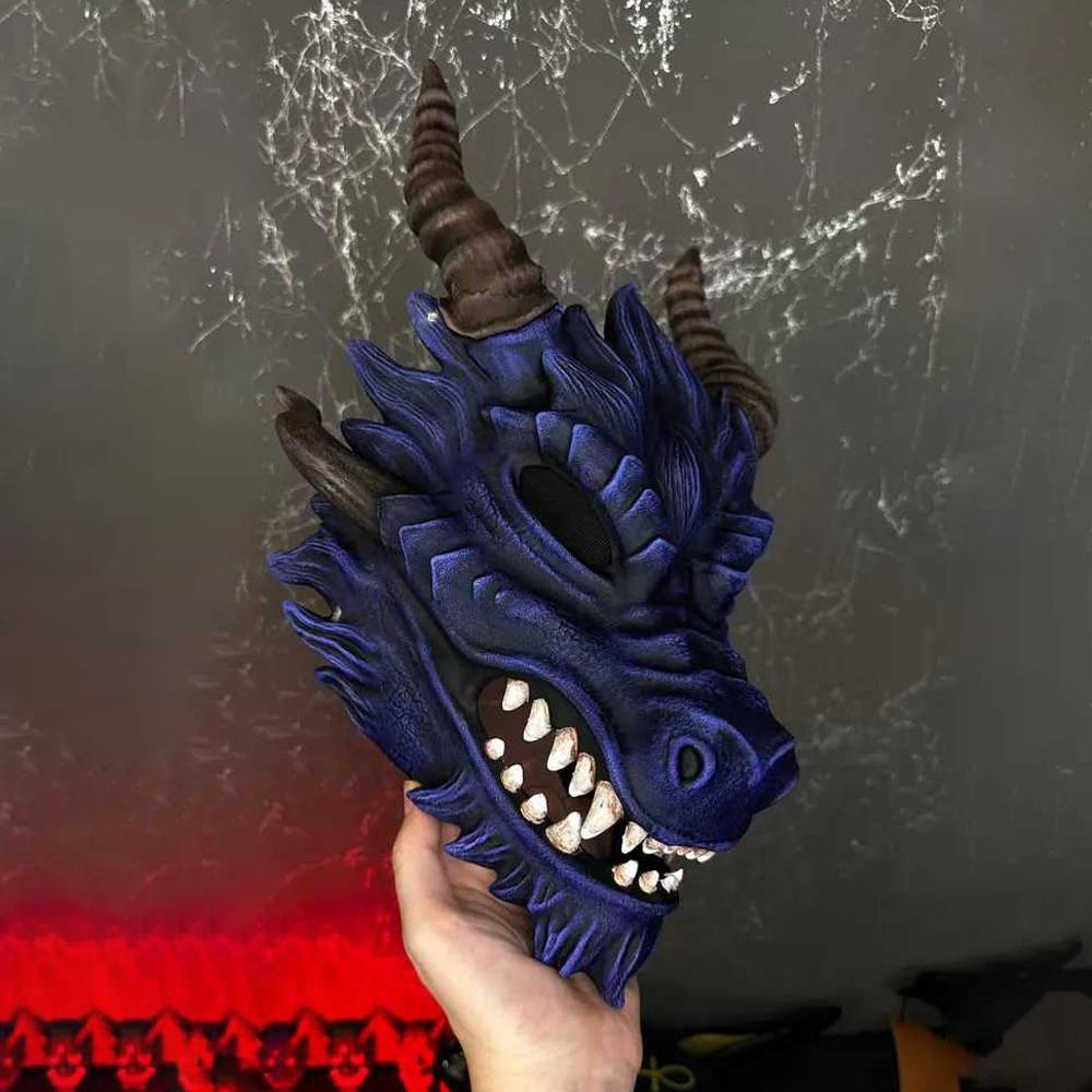 

Horror Dragon Head Mask Cosplay Animal Monster Demon Latex Helmet Halloween Carnival Dress Up Party Costumes Props