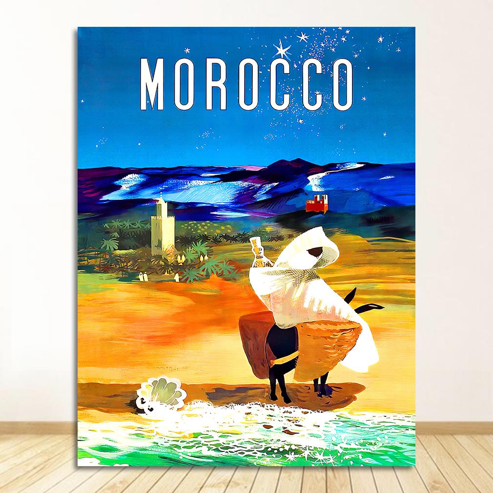 Canvas Paintings Vintage Wall Kraft Posters Coated Stickers Home Decorative Gift Visit Africa Morocco Desert Travel
