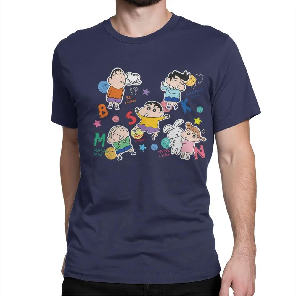 Miniso Crayon Shin-chan T-Shirt for Men Women Satou Masao Nini Tooru Bochan Novelty Pure Cotton Tees T Shirts Plus Size Clothes