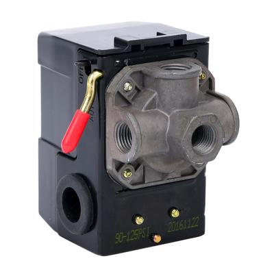 Hava Kompresörü Basınç Anahtarı Kontrol Vanası 95-125 PSI 4 Portlu Açma Kapama Kolu