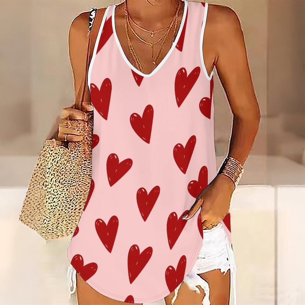 3D Heart Symbol Print Tank Tops for Women Workout Yoga Gym Printed Summer Sport Shirts Plus Size Vests