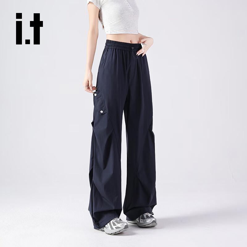 Izzue Women's High-Waisted Wide-Leg Cargo Pants