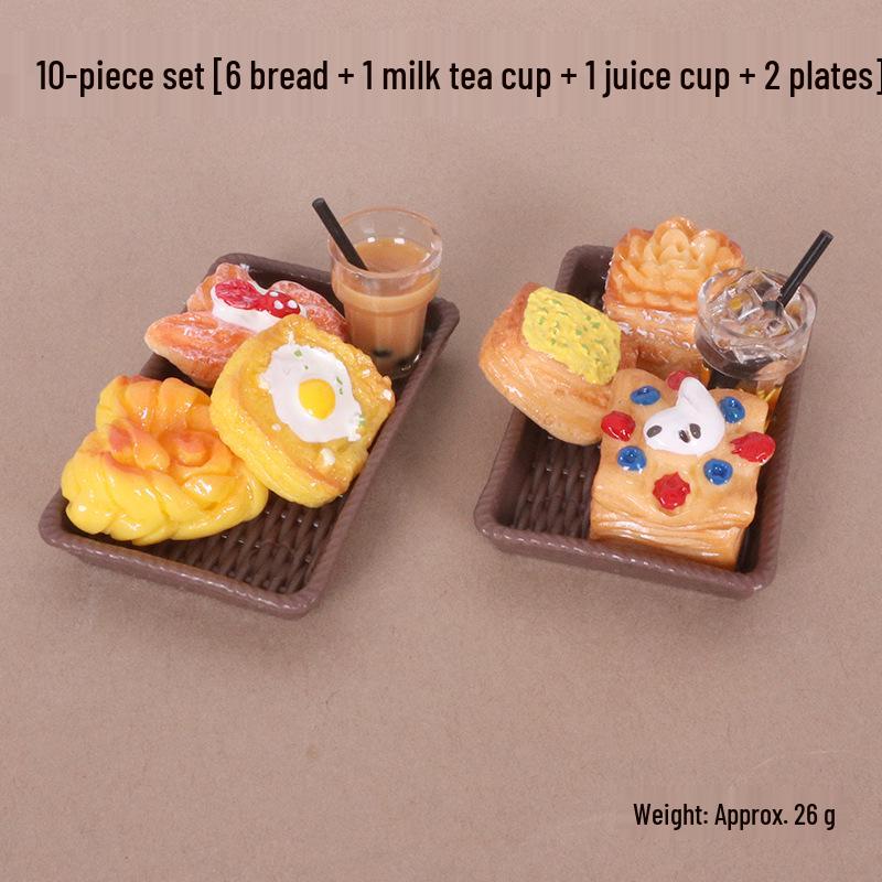 Dollhouse Miniature Resin Food Set: Strawberry Jam, Bread Basket, DIY Kit