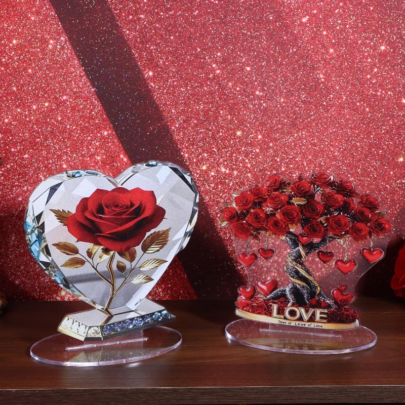 1 Stück Acryl Böhmische Herzförmige Skulptur Ornament Elegante Schreibtischdekoration Für Zuhause Oder Büro