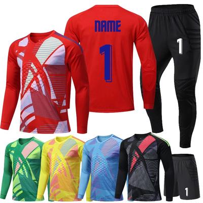 Individuelle Kinder Herren Fußball Torwart Trikots Trainingsanzug Fußball Torwart Keeper Trikot Rugby Hemden Sport Kit Ellbogenschoner