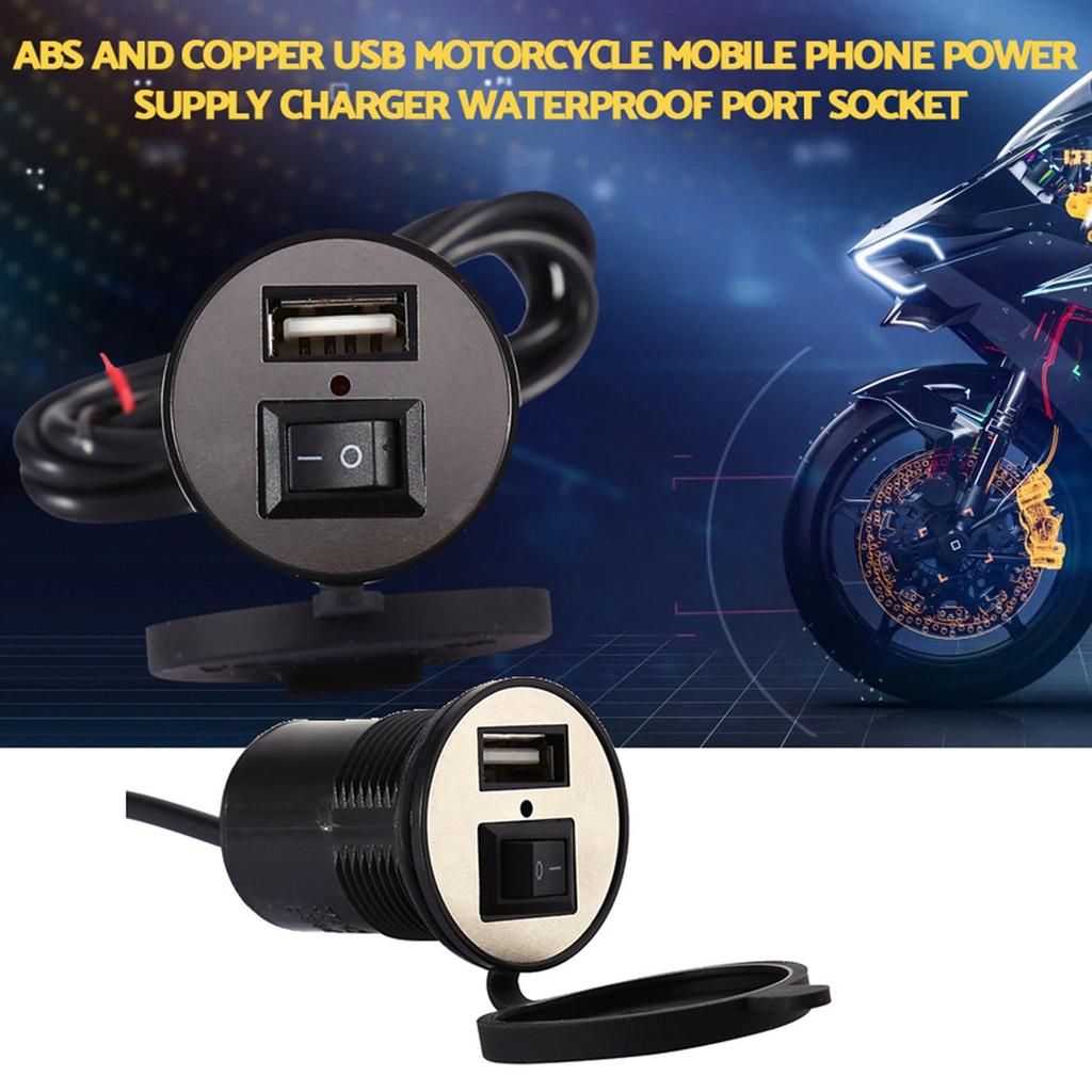 USB Motorcycle Mobile Phone Power Supply Charger Waterproof Port Socket 12V