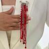 Spilla con Catena a Frange di Cristallo Imitazione Esagerata Spilla da Cravatta per Abbigliamento Ornamento Fisso con Perline Accessori Gioielli per Feste Banchetti Regali