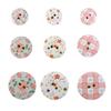White Wooden Buttons Vichy Flowers 1.5 To 2.5 Cm 9 Pieces