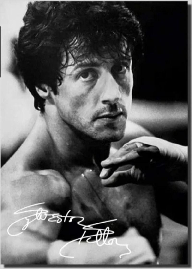 Vintage Sylvester Stallone Signed Metal Poster Art Decor
