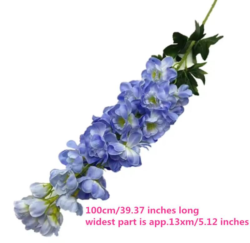 Delphinium Artificial Flower Branch Blue Color Larkspur Poisonweed Blossom Plant for Wedding Party Floral Decoration