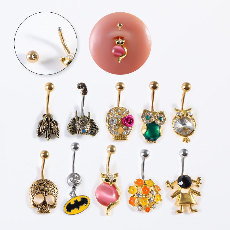 Non-Mainstream Stainless Steel Skull Belly Button Ring - Punk Holiday Party Jewelry