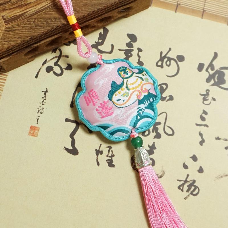 New Style Ancient Embroidery Scented Sachet with Tassels - Peace & Fortune Pendant