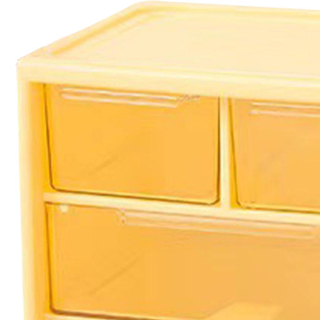 3 Layers Desktop Drawer Storage Box 6 Grids Jewelry Beauty Lens Organization Box for Small Items Yellow