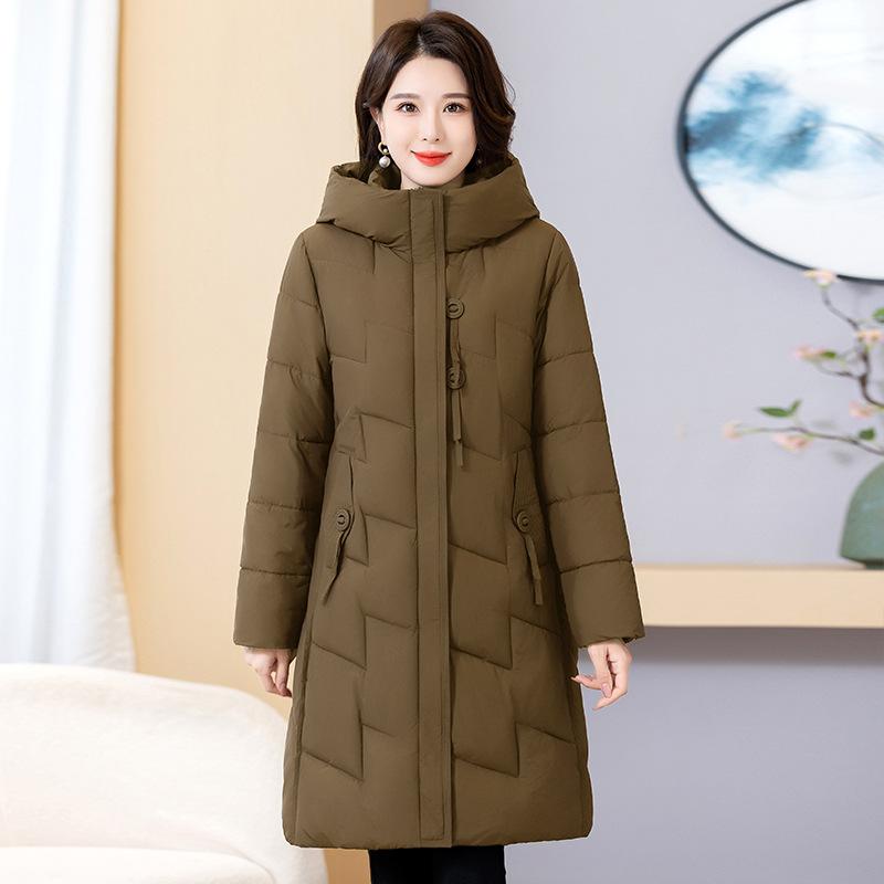 Hooded padded clothes women's winter 2025 new thickened loose cotton jacket mid-length age-reducing small padded jacket jacket