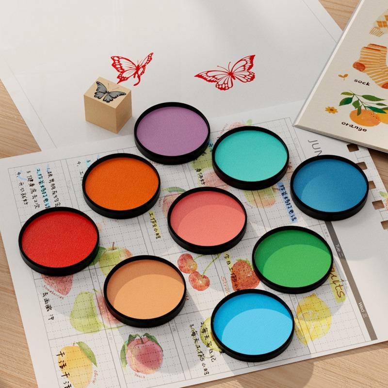 Colorful Ink Pad Bright Colors Not Easy Smudge Easy Clean for DIY Handbook Decoration Children's Finger Painting