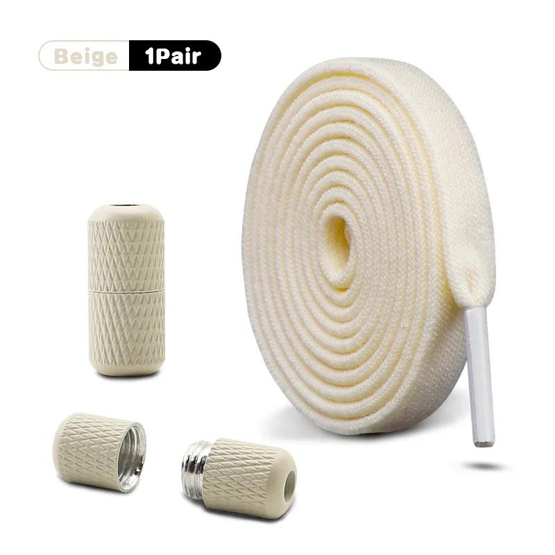 1 Pair 8mm Width Elastic Laces for Sneakers No-Tie Flats Quick-On/Off Shoelace Accessory for Children & Adults