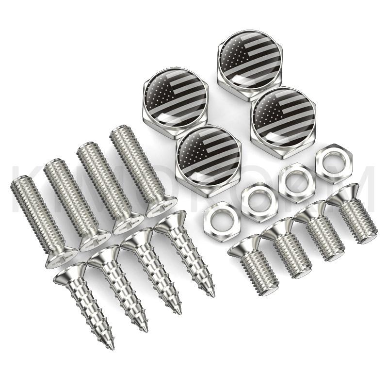 4pcs/set Car USA Italy Germany British Flag Metal Screws License Plate Bolts Auto Universal Car Accessories For VW BMW