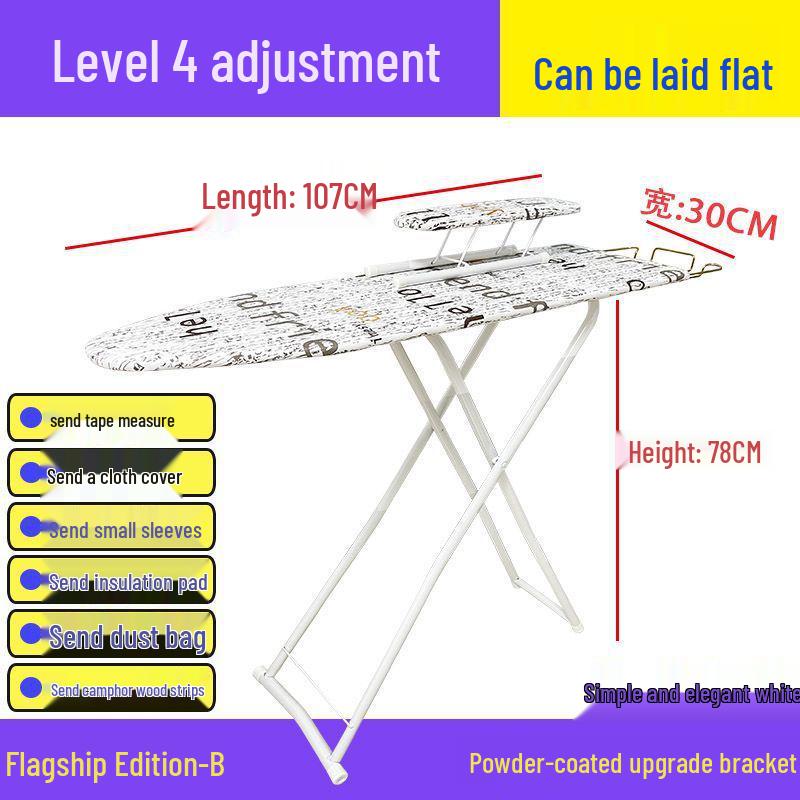 Reinforced Foldable Ironing Board with Handheld Rack - High-Grade Household Accessory