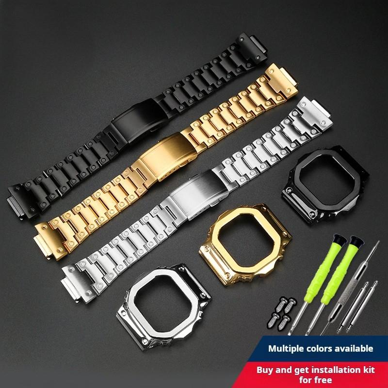 Per Casio G-shock Cassa Lunetta Metallo Cinturino Dw5600 Gw-m5610 Gw-b5600 Gwm5610 GM-5600 Orologio Modificato Cinturino Uomo Acciaio Inossidabile Completo