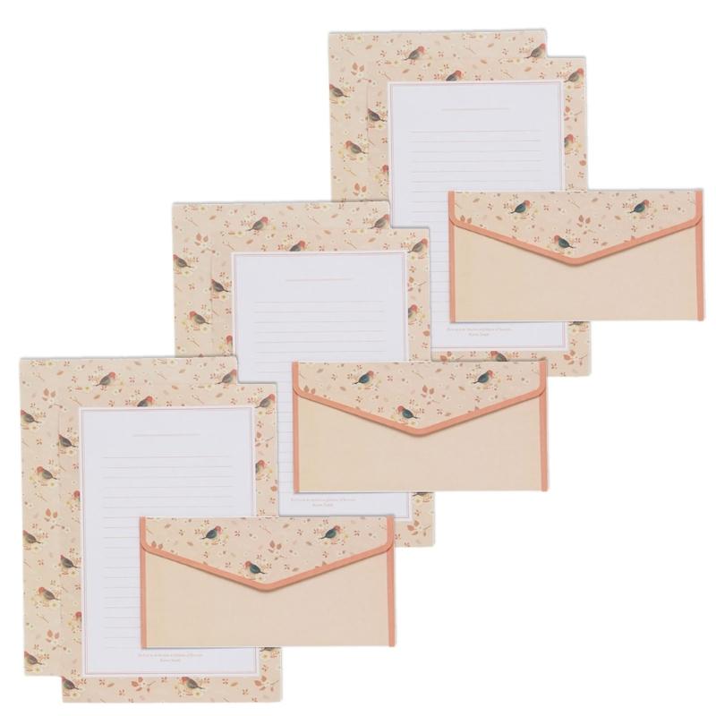 Vintage Blommigt Papper Brevpapper Set, 20 Delar Set (10 linjerade ark, 10 matchande kuvert), Brevstorlek 5,55x8,19 tum