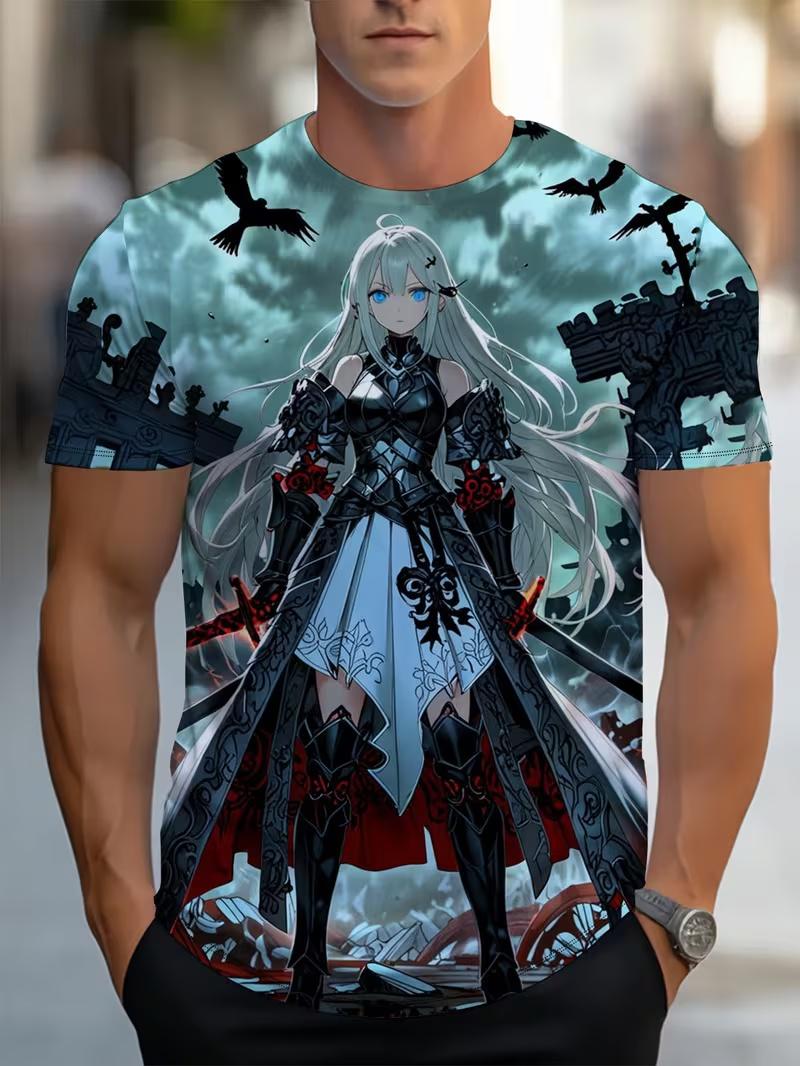 

Men s Retro 3D Graphic Print T-Shirt - Perfect for Daily Wear and Vacation S