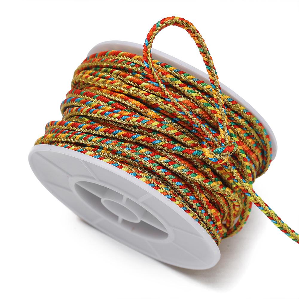 

3 мм Многоцветная пятипрядная тибетская плетеная хлопковая нить для проектов «сделай сам» по плетению и изготовлению кисточек 2m/package approx. 11g красный/жёлтый