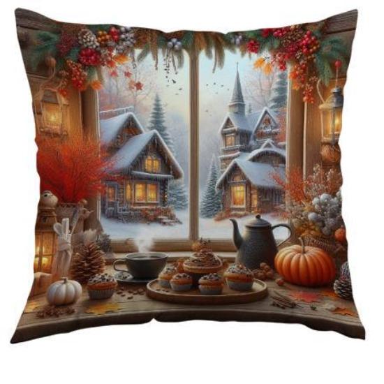 New Christmas Sofa Cushion Home Holiday Printed Cushion Cover Living Room Decorative Cushion Cover