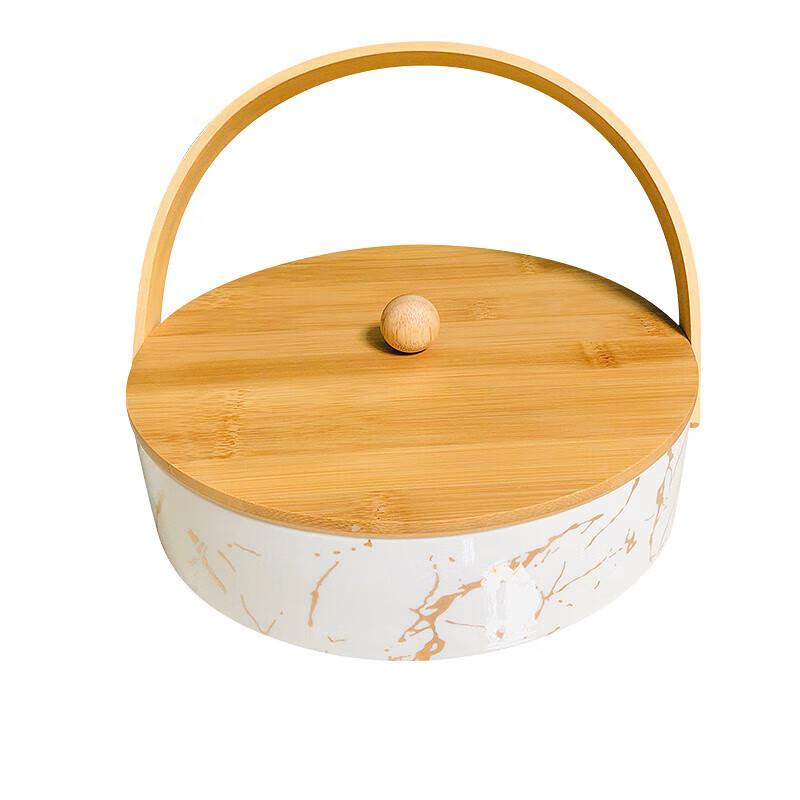 Nordic Minimalist Ceramic Divided Snack and Fruit Plate with Lid