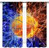 Basketball Curtains Teens Ball Sports Blue Red Flame Match Game Teen Boys Kids Bedroom Living Room Playroom Nursery Curtain For Sitting Polyester