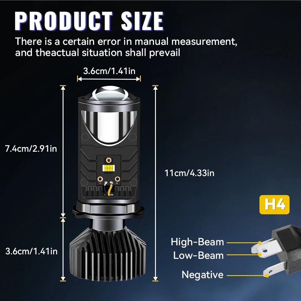 Y6 H4 LED Projektor Reflektorów Projektor Obiektyw Mini H4 LED Obiektywy z Wentylatorem Chłodzącym Chip Wysokie Światła Mijania 90 W Bi LED Obiektyw 12 V