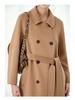 Women's Long Double-Faced 100% Pure Cashmere Ripple Coat with Horn Buttons for Autumn/Winter