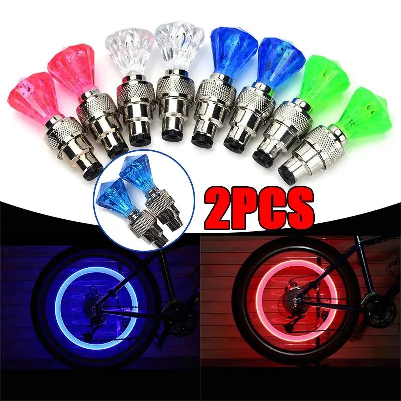 New Bicycle Valve LightsBike Accessories Wheel Spokes Tire Cycling LED Light Batteries Tyre Tire Valve Caps Lantern Lamp