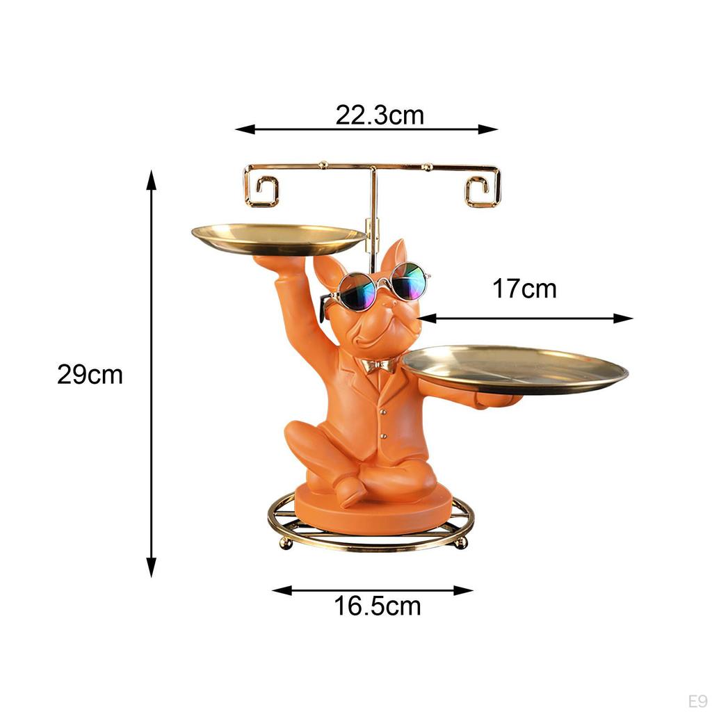 Socha Klíčenka Umělecké dílo Lehká Dekorativní Pryskyřice Úložné Středové dílo Socha psa s podnosem