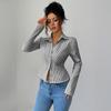 Casual Simple Striped Long-sleeved Button Tops and Shirts for Women 2025 Autumn and Winter